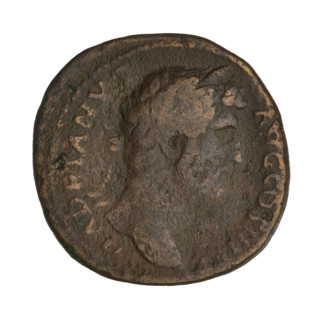 Sestertius, Hadrian (76–138; Roman emperor 117–138). Obverse: Bust of Hadrian with laurel wreath