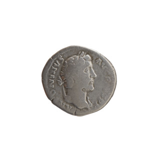 Denarius of Antoninus Pius (reigned 138–161 CE). Obverse: head of Antoninus Pius in a laurel