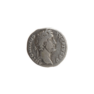 Denarius of Antoninus Pius (86–161; Roman emperor 138–161). Obverse: Head of Antoninus Pius in a