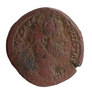 Sestertius, Antoninus Pius (86–161; Roman emperor 138–161), issuer. Obverse: head of the emperor in