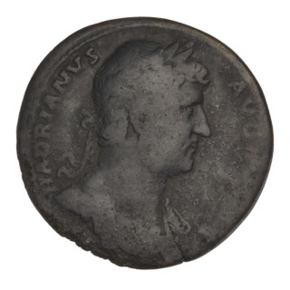 sestertius, Hadrian (76–138; Roman emperor 117–138); Obv.: Bust of Hadrian with laurel wreath