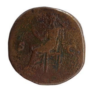 Sestertius, Antoninus Pius (86–161; Roman emperor 138–161) — obverse: head of Antoninus Pius with a