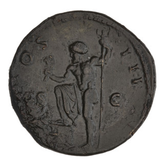 sestertius, Hadrian (76–138; Roman emperor 117–138); obverse: head of Hadrian in laurel wreath