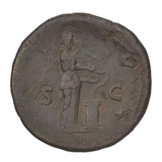 Sestertius, Hadrian (76–138; Roman emperor 117–138). Obverse: head of Hadrian with laurel wreath