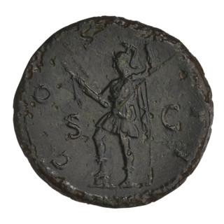 sestertius, Hadrian (76–138; Roman emperor 117–138); obverse: bust of Hadrian with laurel wreath