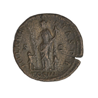 dupondius, Hadrian (76–138; Roman emperor 117–138), radiant crowns, Hilaritas (personification),