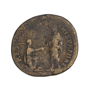 Hadrian (76–138; Roman Emperor 117–138). Spain (personification). Obverse: head of Hadrian in