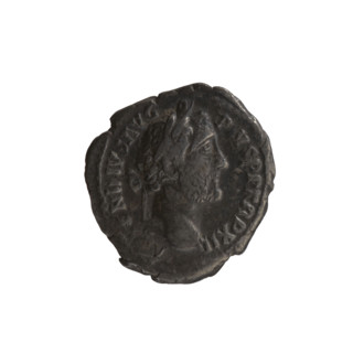 Denarius of Antoninus Pius (reigned 138–161 CE). Obverse: Head of Antoninus Pius in a laurel wreath