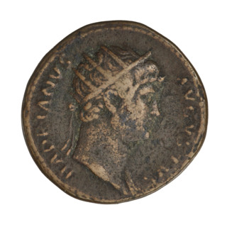 dupondius; Hadrian (76–138; Roman emperor 117–138); Obv.: Hadrian's head to the right wearing a