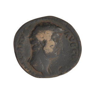 Hadrian (76–138; Roman emperor 117–138). Obverse: head of Hadrian in laurel wreath facing right;