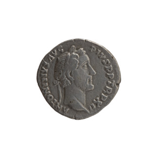 Denarius of Antoninus Pius (86–161; Roman emperor 138–161), 148–149. Obverse: head of the emperor