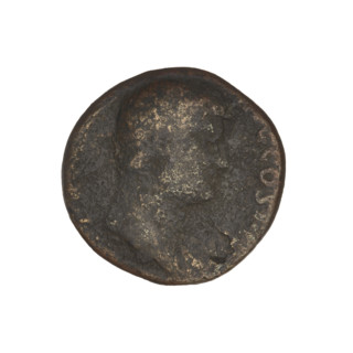 Hadrian (76–138; Roman emperor 117–138). Obverse: head of Hadrian in laurel wreath facing right;