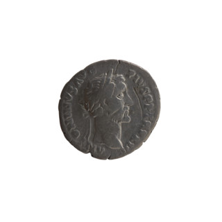 Denarius of Antoninus Pius (reigned 138–161). Obverse: head of Antoninus Pius in laurel wreath