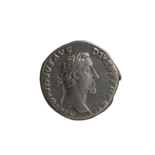 Denarius of Antoninus Pius (86–161; Roman emperor 138–161), c. 148–149. Obverse: Head of Antoninus