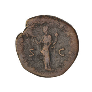 Hadrian (76–138; Roman emperor 117–138). Obverse: head of Hadrian in laurel wreath facing right;
