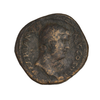 Hadrian (76–138; Roman emperor 117–138). Obverse: head of Hadrian in laurel wreath facing right;