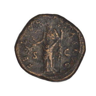 Hadrian (76–138; Roman emperor 117–138). Obverse: head of Hadrian in laurel wreath facing right;