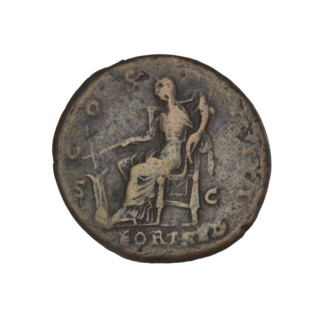 Hadrian (76–138; Roman emperor 117–138). Obverse: head of Hadrian in laurel wreath facing right;