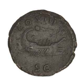 Hadrian (76–138; Roman emperor 117–138). Obverse: Bust of Hadrian with laurel wreath facing right;