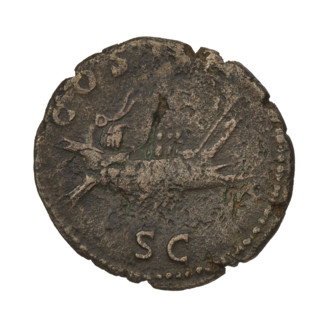 Hadrian (76–138; Roman emperor 117–138). Obverse: Bust of Hadrian with laurel wreath facing right;