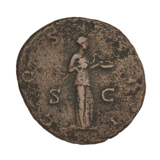 Hadrian (76–138; Roman emperor 117–138). Coin, 119–138 CE, Rome. Obverse: Bust of Hadrian with