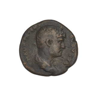 Quarter (coin) of Hadrian (76–138; Roman emperor 117–138). Obverse: bust of Hadrian right, wearing