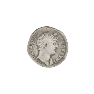 Denarius of Hadrian (76–138; Roman emperor 117–138). Obverse: head of Hadrian in laurel wreath