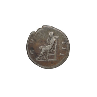 Denarius of Hadrian (76–138 CE; Roman emperor 117–138). Obverse: head of Hadrian with laurel wreath
