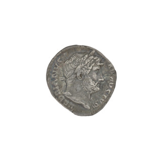 Denarius, Hadrian (76–138; Roman emperor 117–138). Obverse: head of Hadrian in laurel wreath facing