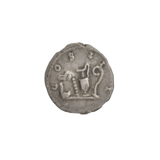 Denarius of Hadrian (76–138; Roman emperor 117–138), 125–128, Rome. Obverse: head of Hadrian in