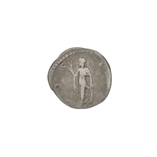 Denarius of Hadrian (reigned 117–138 CE). Obverse: laureate head of Hadrian facing right; rim
