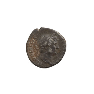 Denarius of Hadrian (76–138; Roman emperor 117–138). Obverse: head of Hadrian in laurel wreath