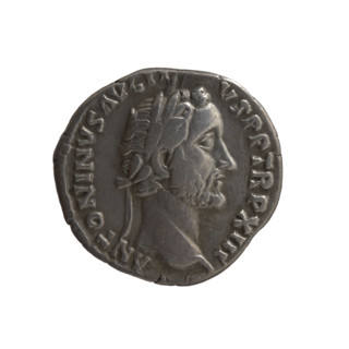Denarius of Antoninus Pius (86–161; Roman emperor 138–161), ca. 149–150. Obverse: Head of Antoninus