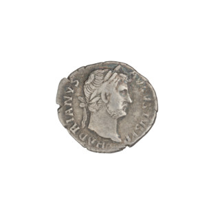 Denarius, Hadrian (76–138; Roman emperor 117–138). Obverse: head of Hadrian in laurel wreath facing