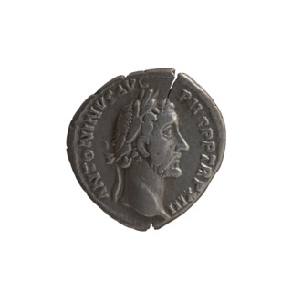 Denarius of Antoninus Pius (86–161; Roman emperor 138–161), c. 149–150. Obverse: Head of Antoninus
