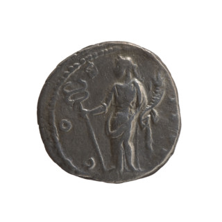 Denarius; obverse: head of Antoninus Pius in laurel wreath facing right, inscription 'AN, INVS, PI