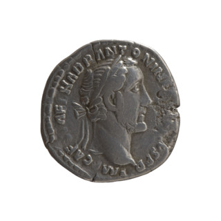 Denarius of Antoninus Pius (reigned 138–161). Obverse: head of the emperor wearing a laurel wreath,