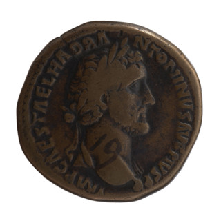 Sestertius, Antoninus Pius (86–161; Roman emperor 138–161) — obverse: head of the emperor in a