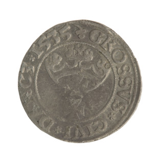 Gdansk grosz, Sigismund I the Old (King of Poland; 1506–1548). Polish coin, Jagiellonian dynasty.