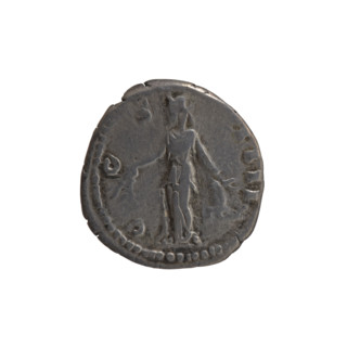Denarius of Antoninus Pius (86–161; Roman emperor 138–161). Obverse: head of Antoninus Pius in a
