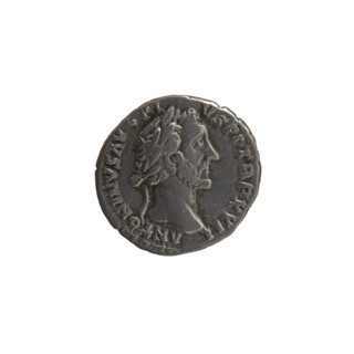 Denarius of Antoninus Pius (86–161; Roman emperor 138–161), c. 153–154. Obverse: head of Antoninus