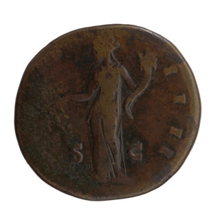 Sestertius, Antoninus Pius (86–161; Roman emperor 138–161), issuer. Obverse: Head of Antoninus Pius