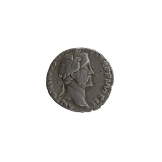 Denarius, Antoninus Pius (86–161; Roman emperor 138–161) — obverse: head of the emperor in a laurel