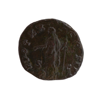 Dupondius of Antoninus Pius (r. 138–161). Obverse: Head of Antoninus Pius in radiant crown facing