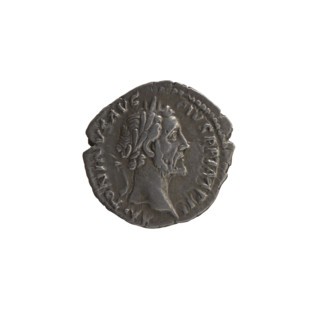 Denarius, Antoninus Pius (86–161; Roman emperor 138–161). Obverse: Head of Antoninus Pius in a