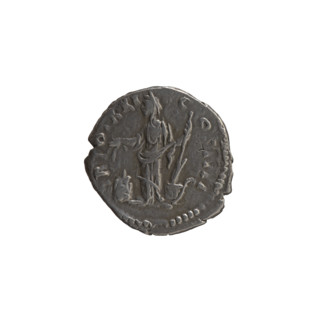 Denarius, Antoninus Pius (86–161; Roman emperor 138–161) — obverse: head of the emperor in a laurel