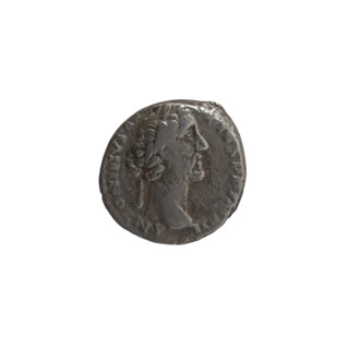 Denarius, Antoninus Pius (86–161; Roman emperor 138–161). Obverse: Head of Antoninus Pius in a