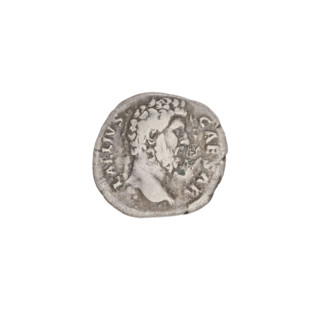 Denarius of Aelius (reigned 136–138 CE). Obverse: head of Aelius right; rim inscription