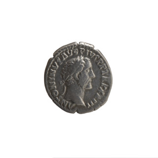 Denarius of Antoninus Pius (86–161; Roman emperor 138–161), c. 159–160. Obverse: Head of Antoninus