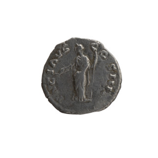 Denarius of Antoninus Pius (86–161; Roman emperor 138–161). Obverse: Head of Antoninus Pius in a